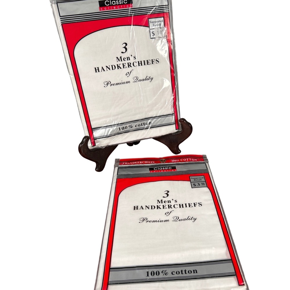 6 Pack Classic Collection Mens Handkerchiefs White 100% Cotton Premium Quality